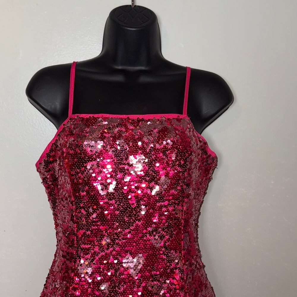 Idem Ditto Hot Pink Sequin Mini Dress Size Small Valentine Date - Picture 2 of 11